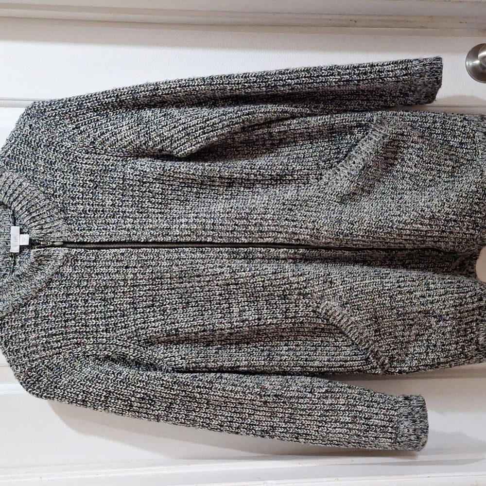 J.Jill Full Zip Cardigan Sweater Size S‎ Women’s Long Tunic Length Chunky Knit